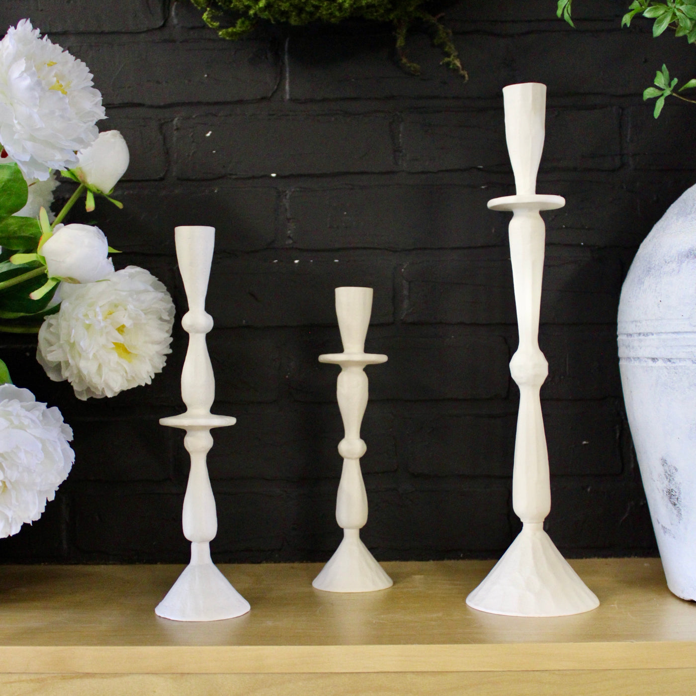 Imani Candlestick Holders (White)