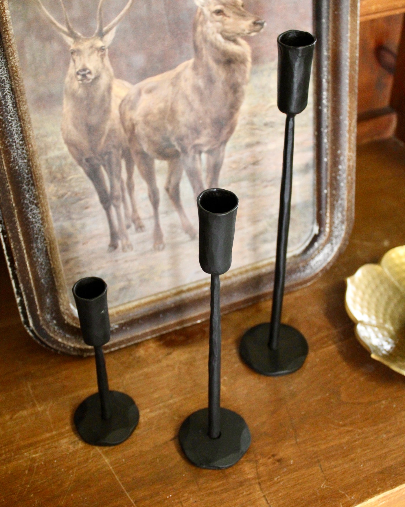 Luna Forged Candlestick Holders (Black)