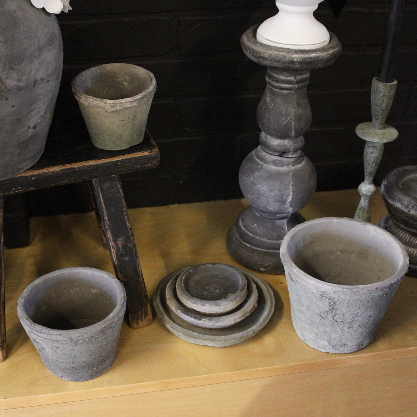 Aged Clay Pots & Saucers
