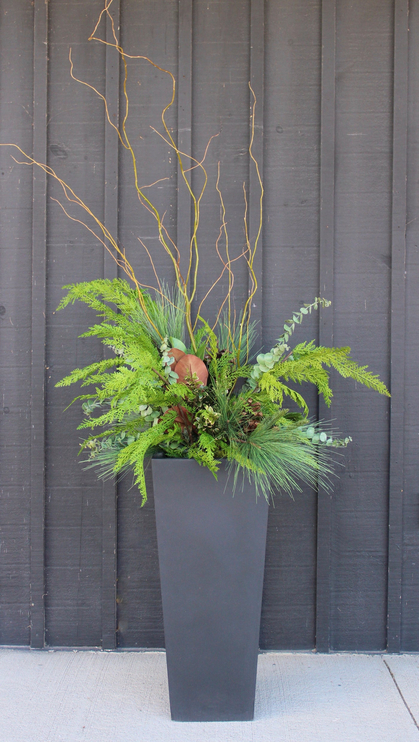 Tall Black Fiberstone Planter