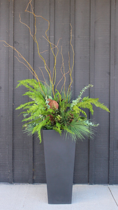 Tall Black Fiberstone Planter