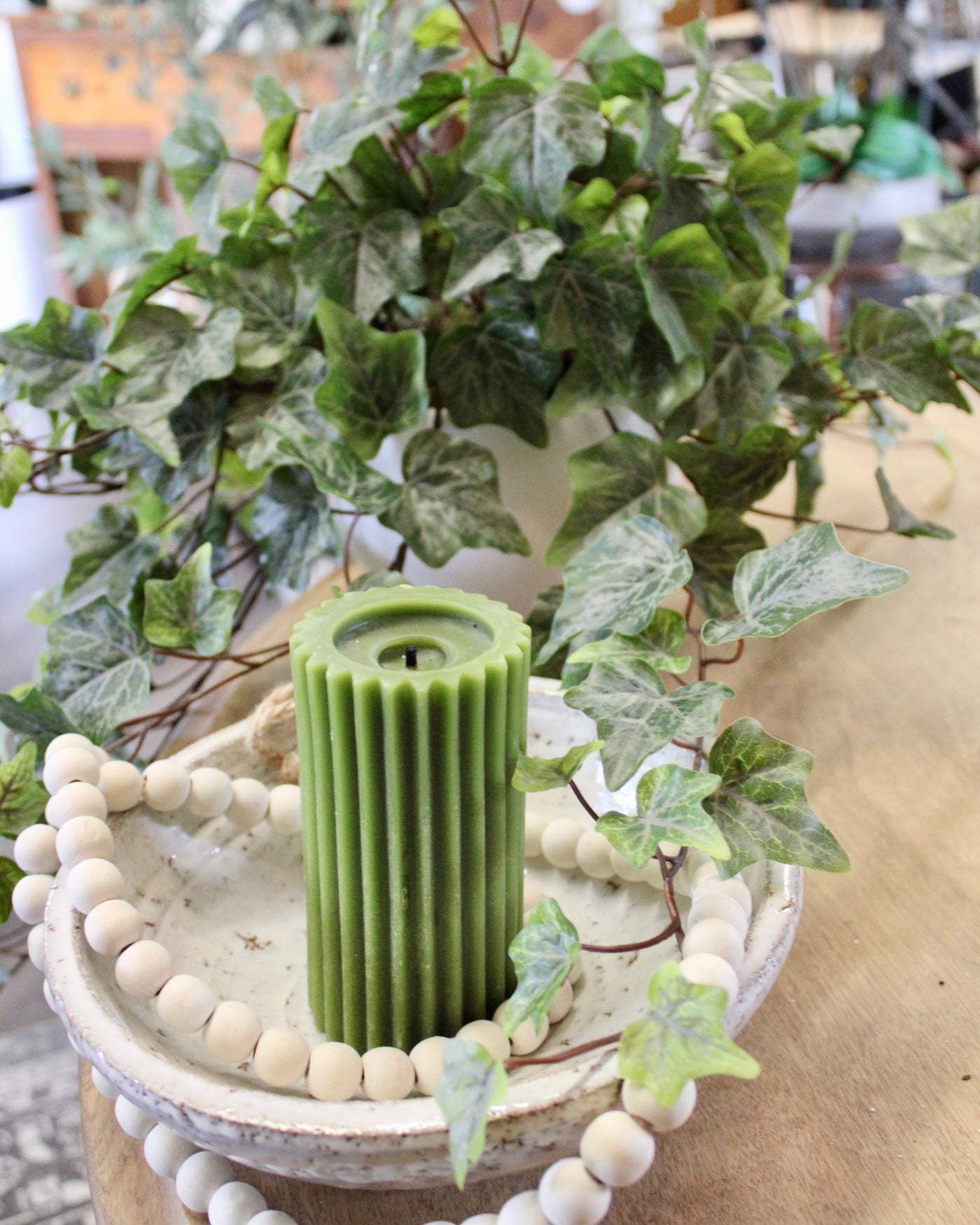 Potted Frosted Green Ivy Bushes