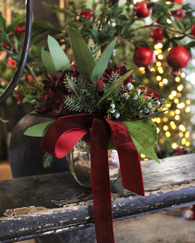 Potted Burgundy Hydrangea Mini Arrangement