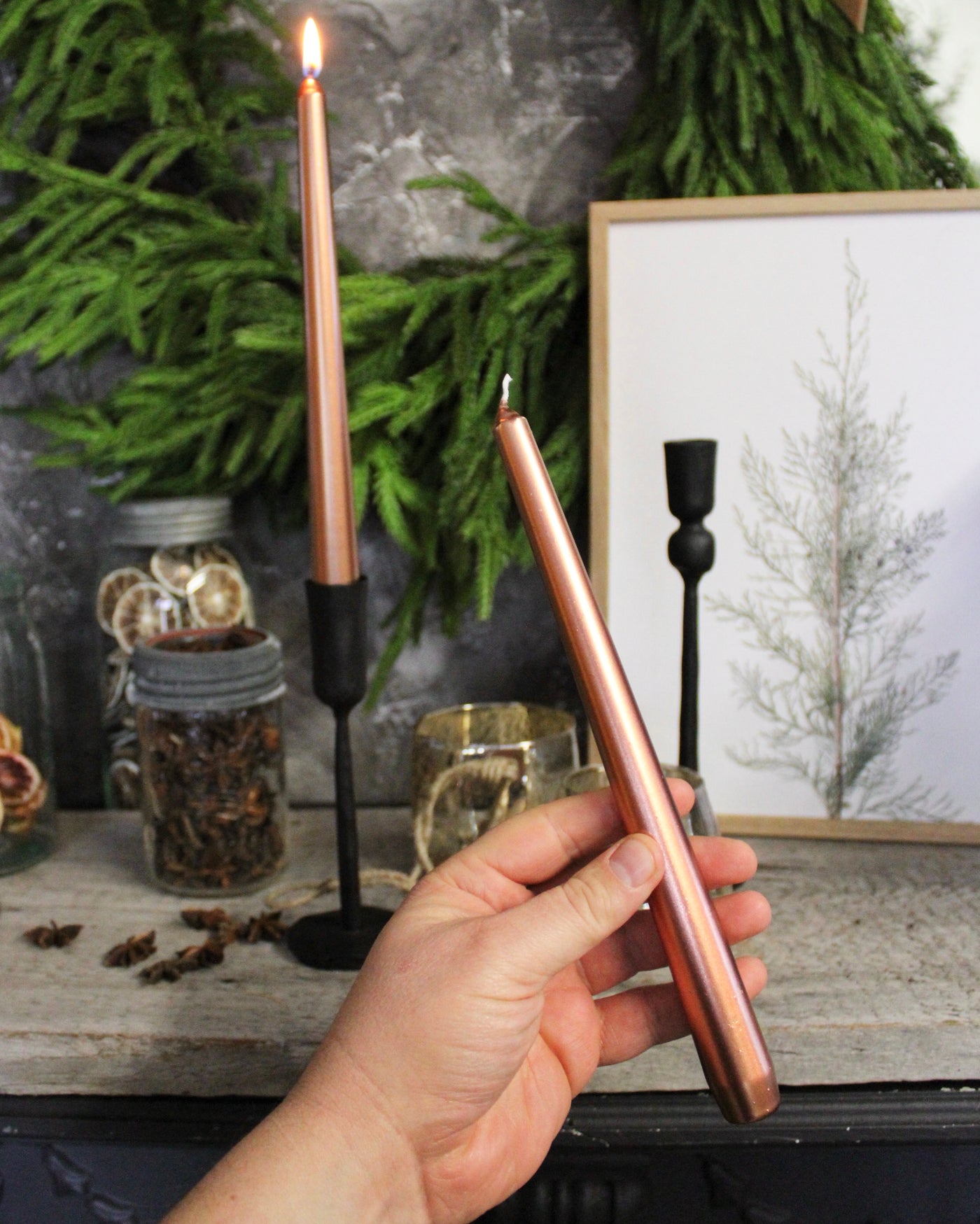 10” Copper Metallic Taper Candle