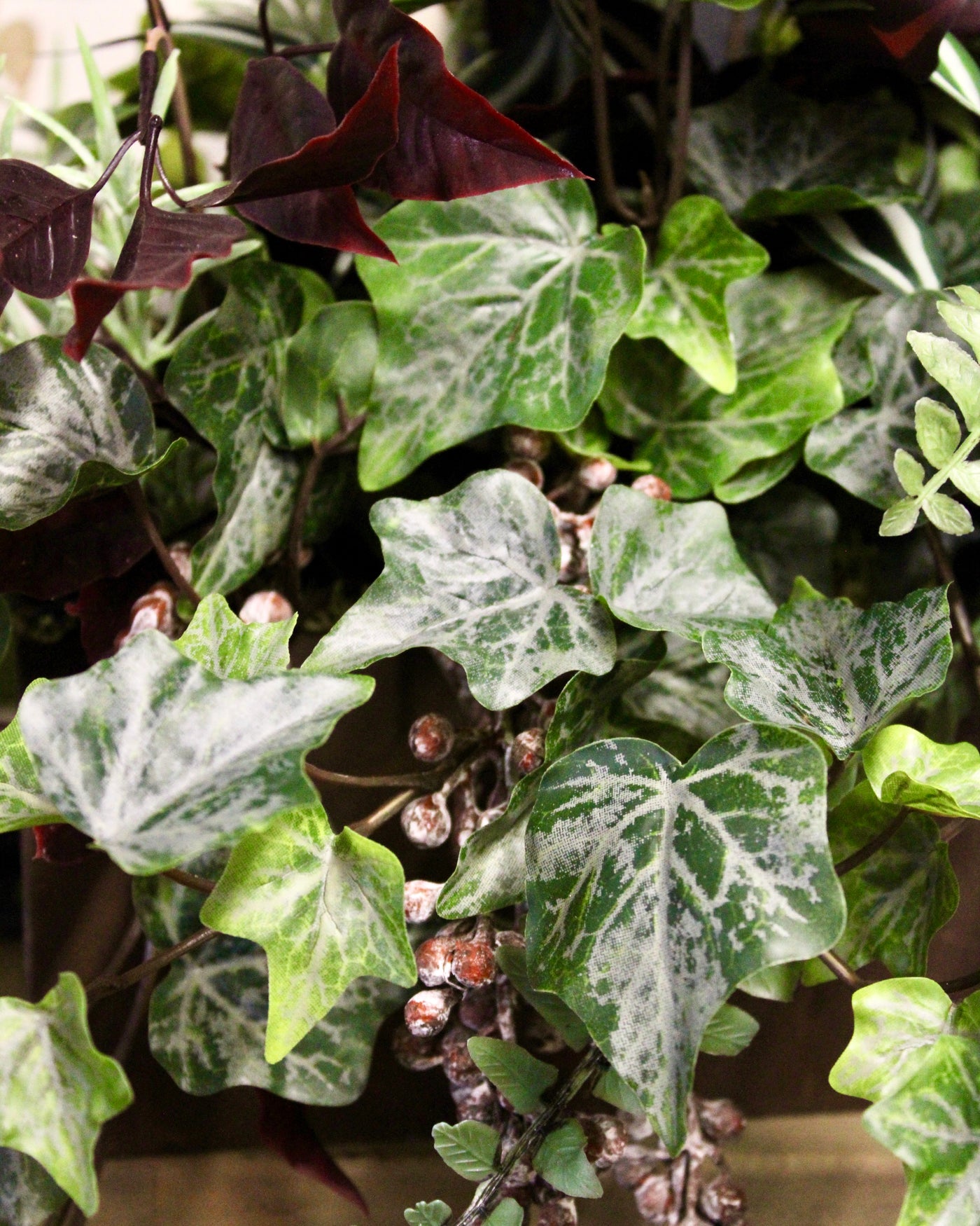 Green & Burgundy Mixed Foliage Centrepiece