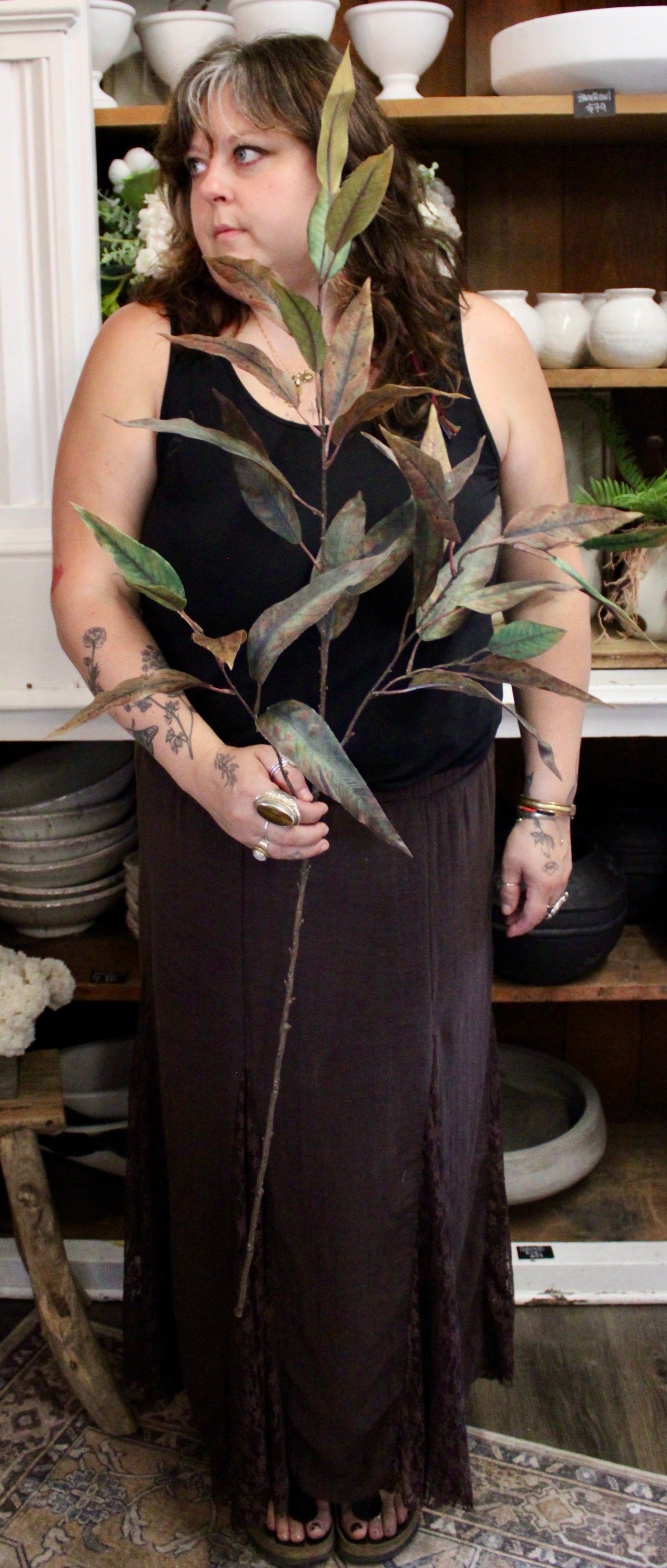 Green/Brown Willow Eucalyptus Spray