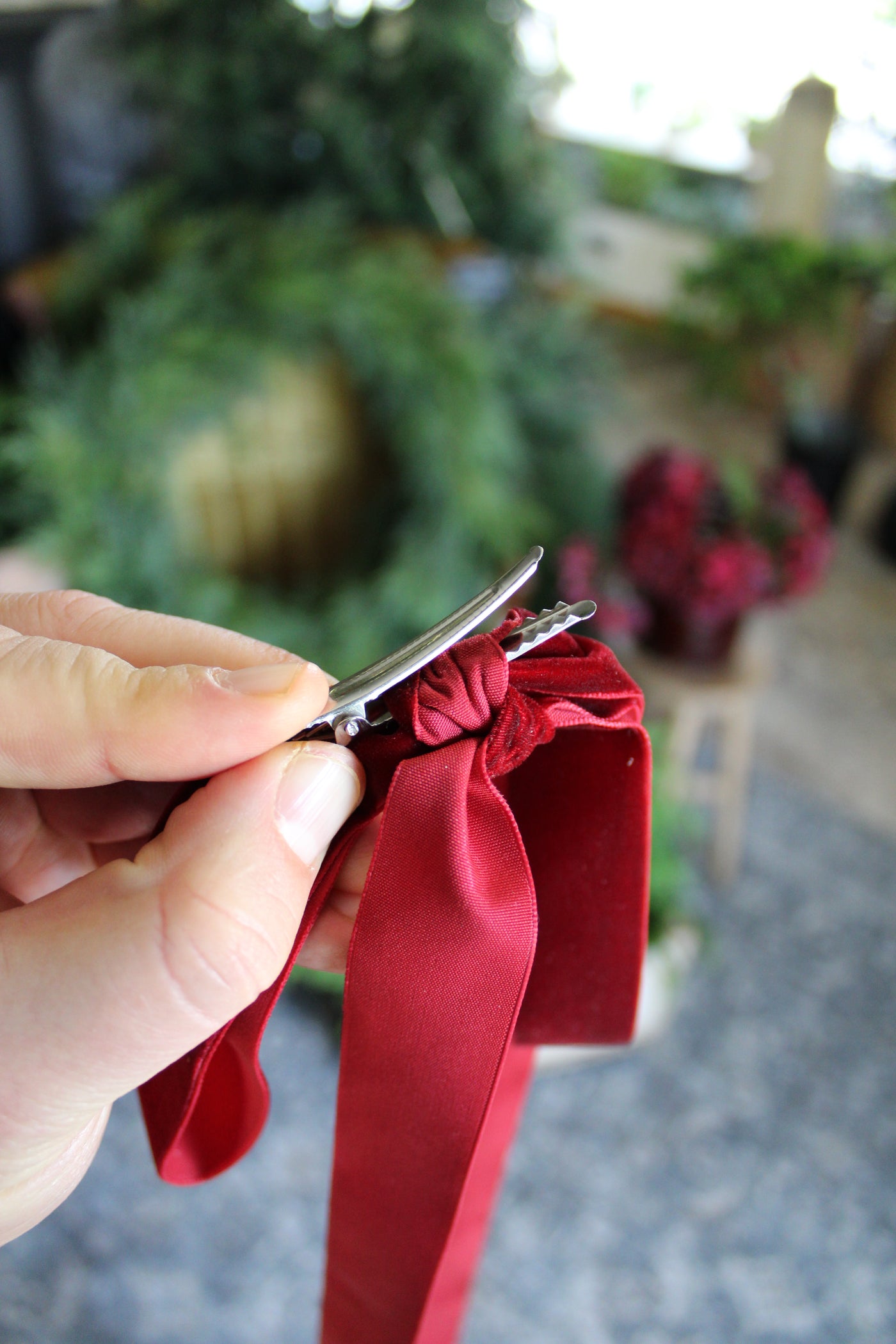 1” Velvet Ribbon Bows - 10” Long
