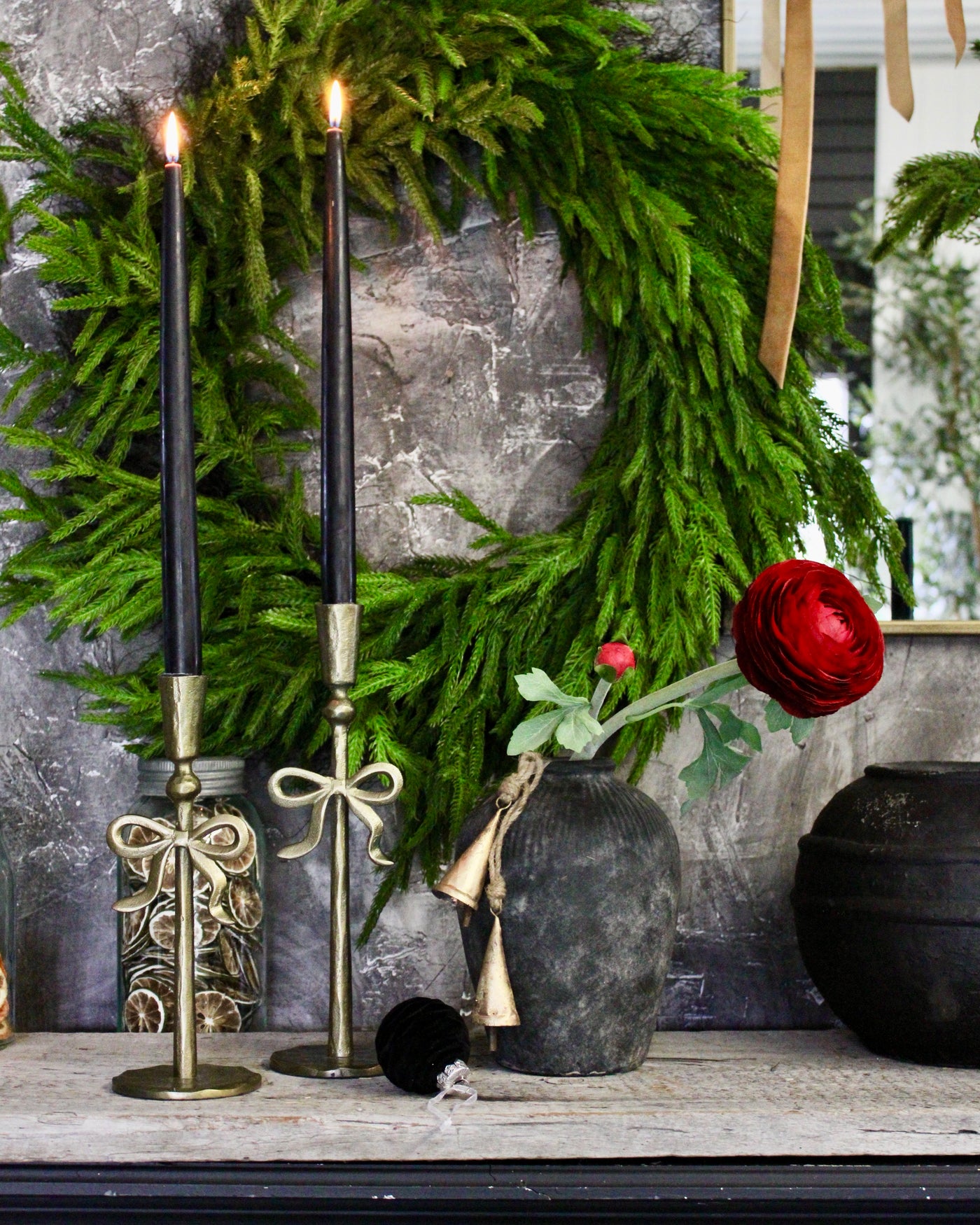 Brass Bow Candle Holders