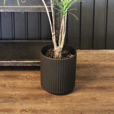 Black Fluted Plastic Planter