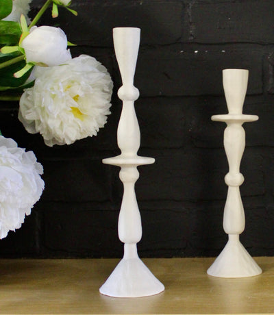 Imani Candlestick Holders (White)