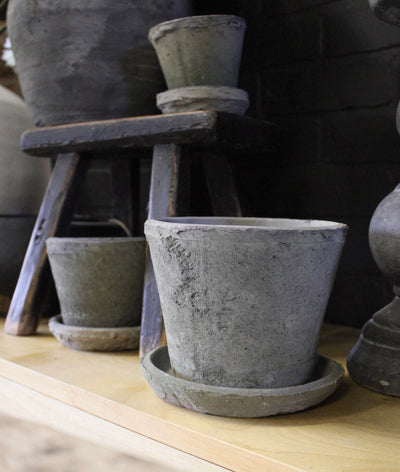 Aged Clay Pots & Saucers