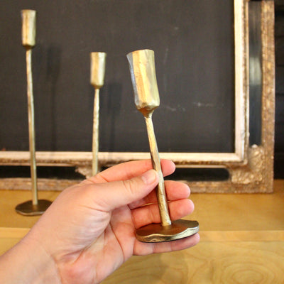 Luna Forged Candlestick Holders (Gold)