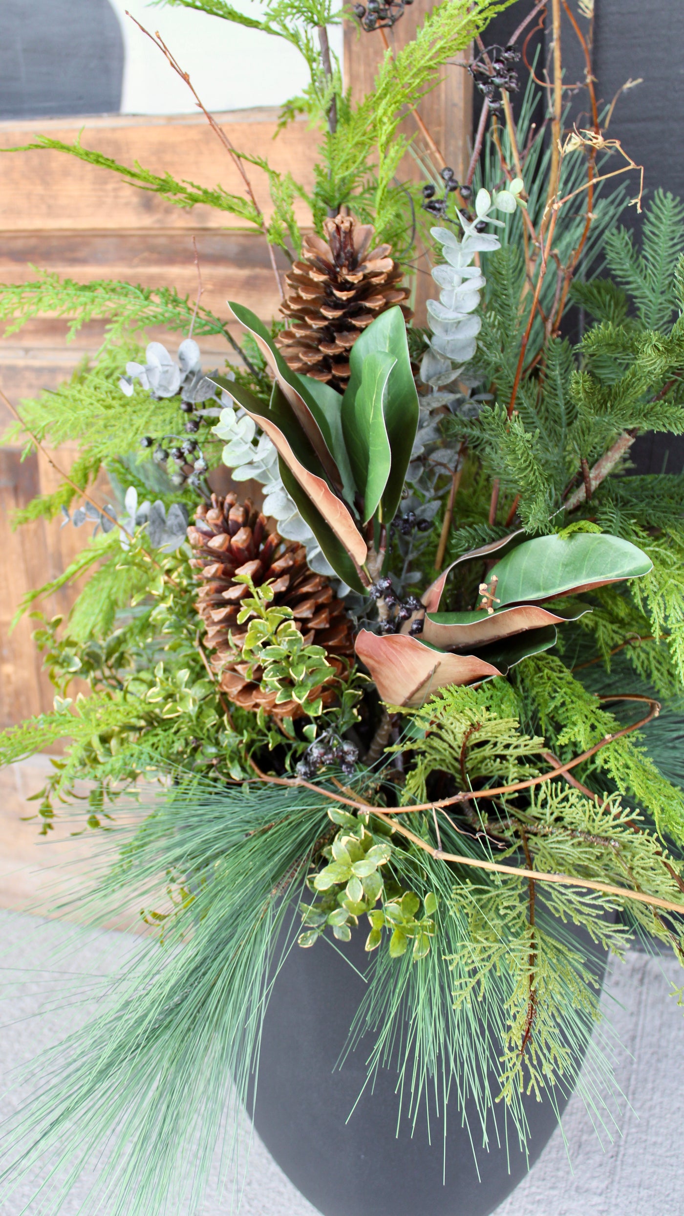 Foraged Winter “Drop-In” Arrangement