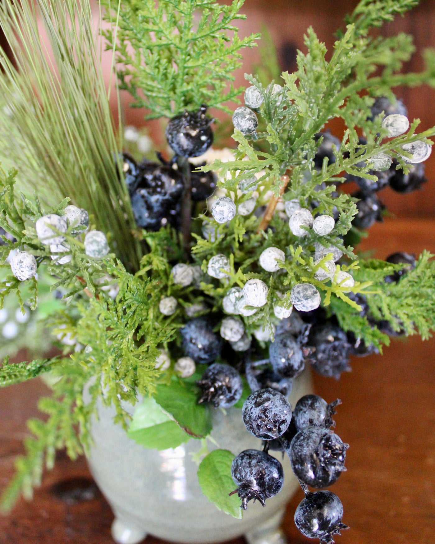 Potted Cedar & Blueberry Arrangement