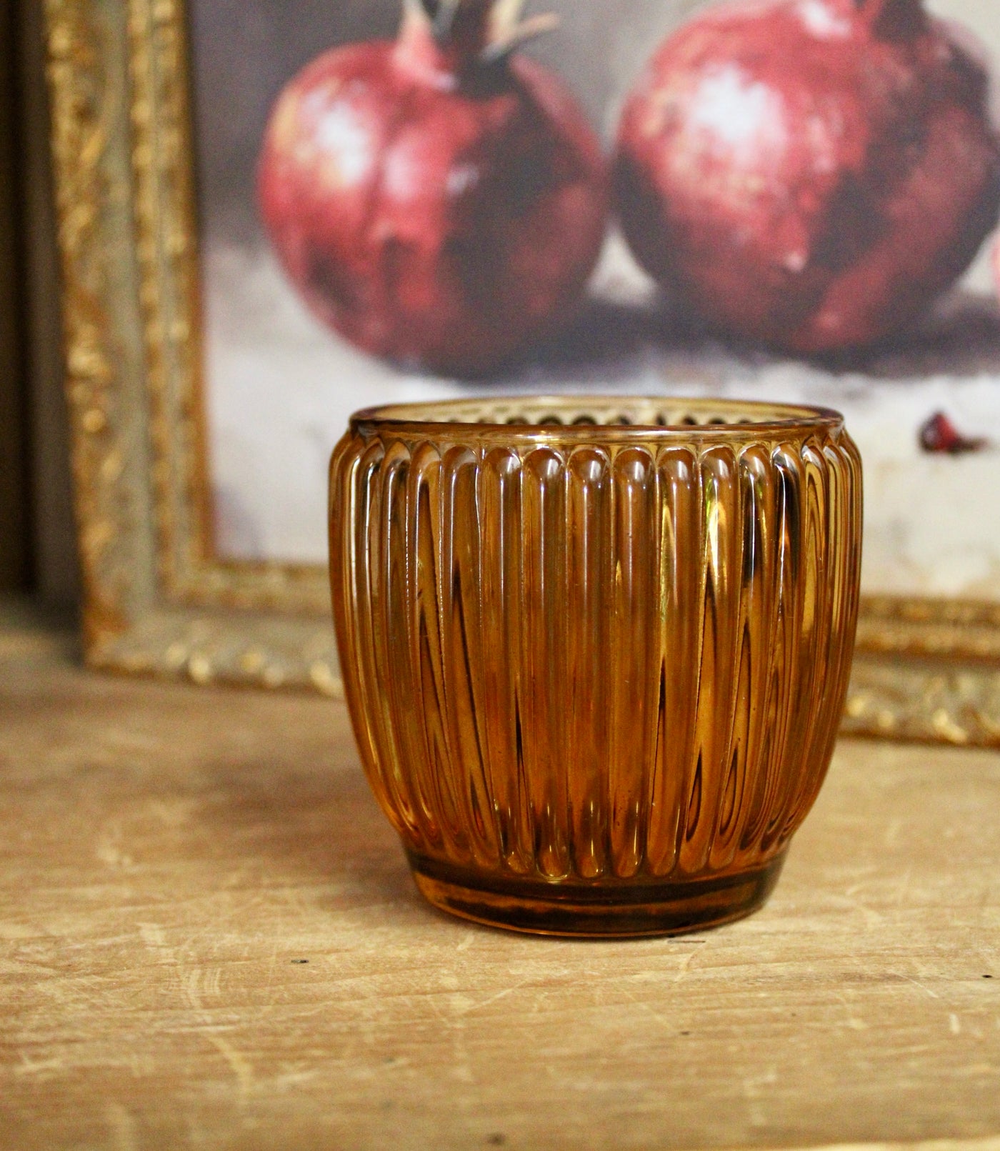 Amber Glass Votive Candle Holder