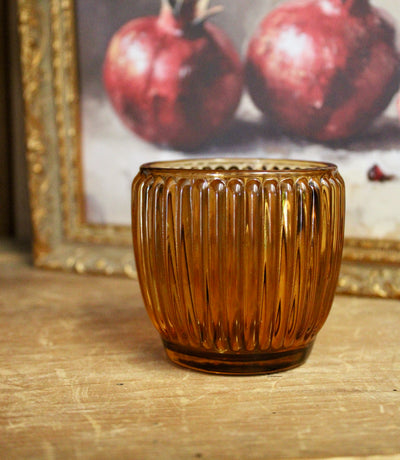 Amber Glass Votive Candle Holder