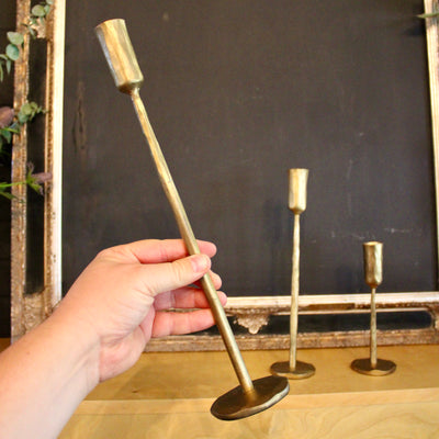 Luna Forged Candlestick Holders (Gold)