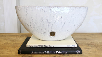 Glazed White Oval Planter
