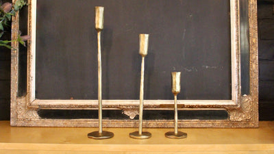 Luna Forged Candlestick Holders (Gold)