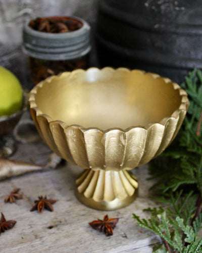 Gold Scalloped Compote Vase