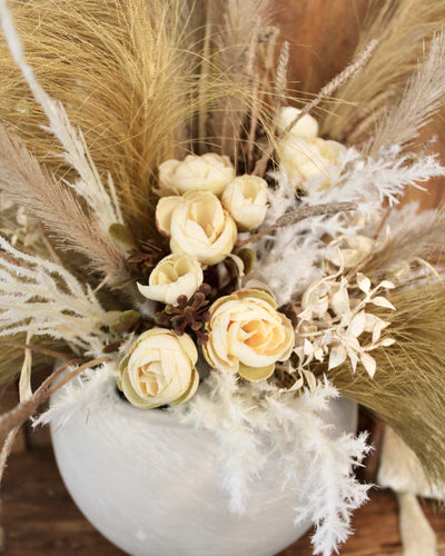 Cream Pampas & Ranunculus Arrangement