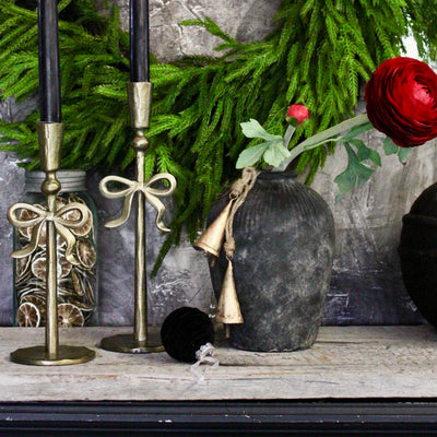 Brass Bow Candle Holders