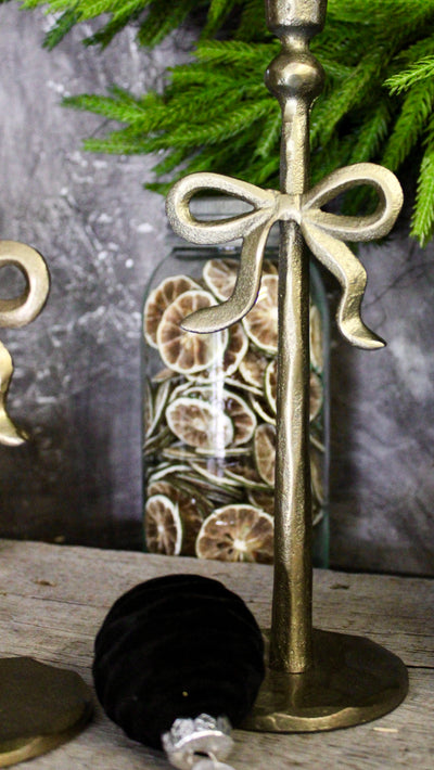Brass Bow Candle Holders