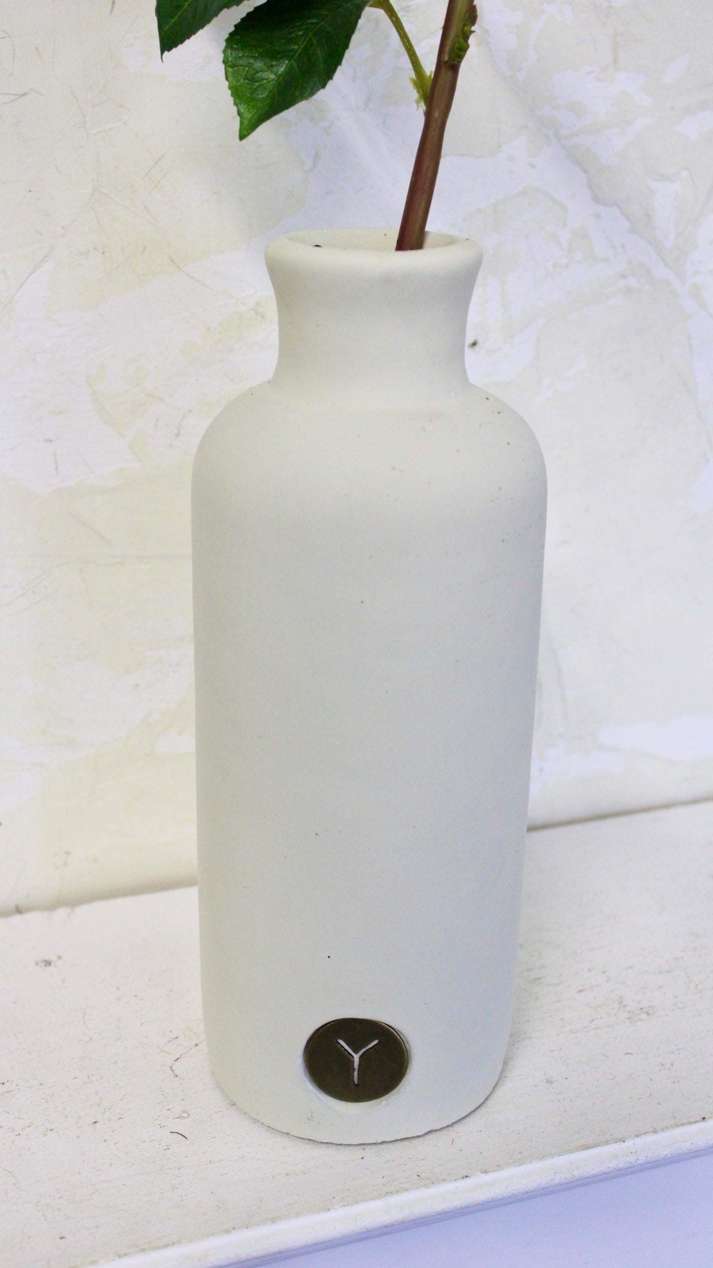 Large Warm White Bottle Vase