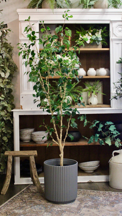 Large Grey Fluted Planter