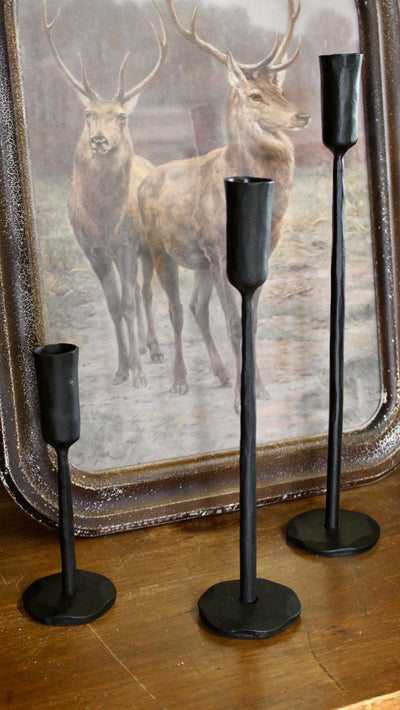 Luna Forged Candlestick Holders (Black)