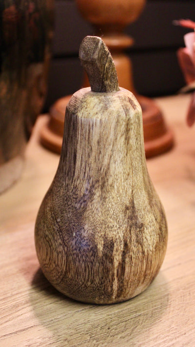 Carved Natural Mango Wood Pear