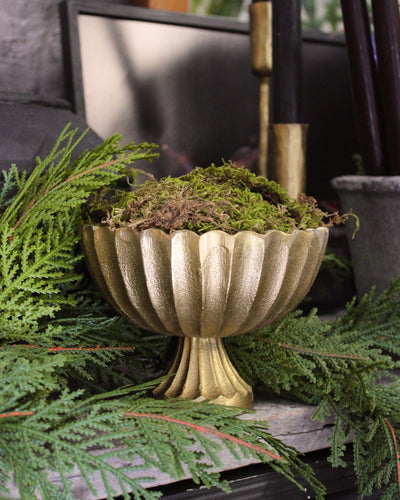 Gold Scalloped Compote Vase