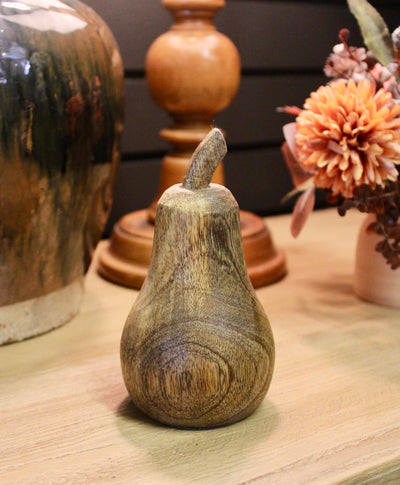 Carved Natural Mango Wood Pear