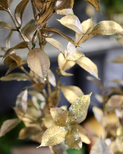 Gold Glittered Ruscus Spray