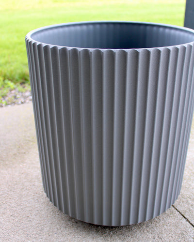 Large Grey Fluted Planter