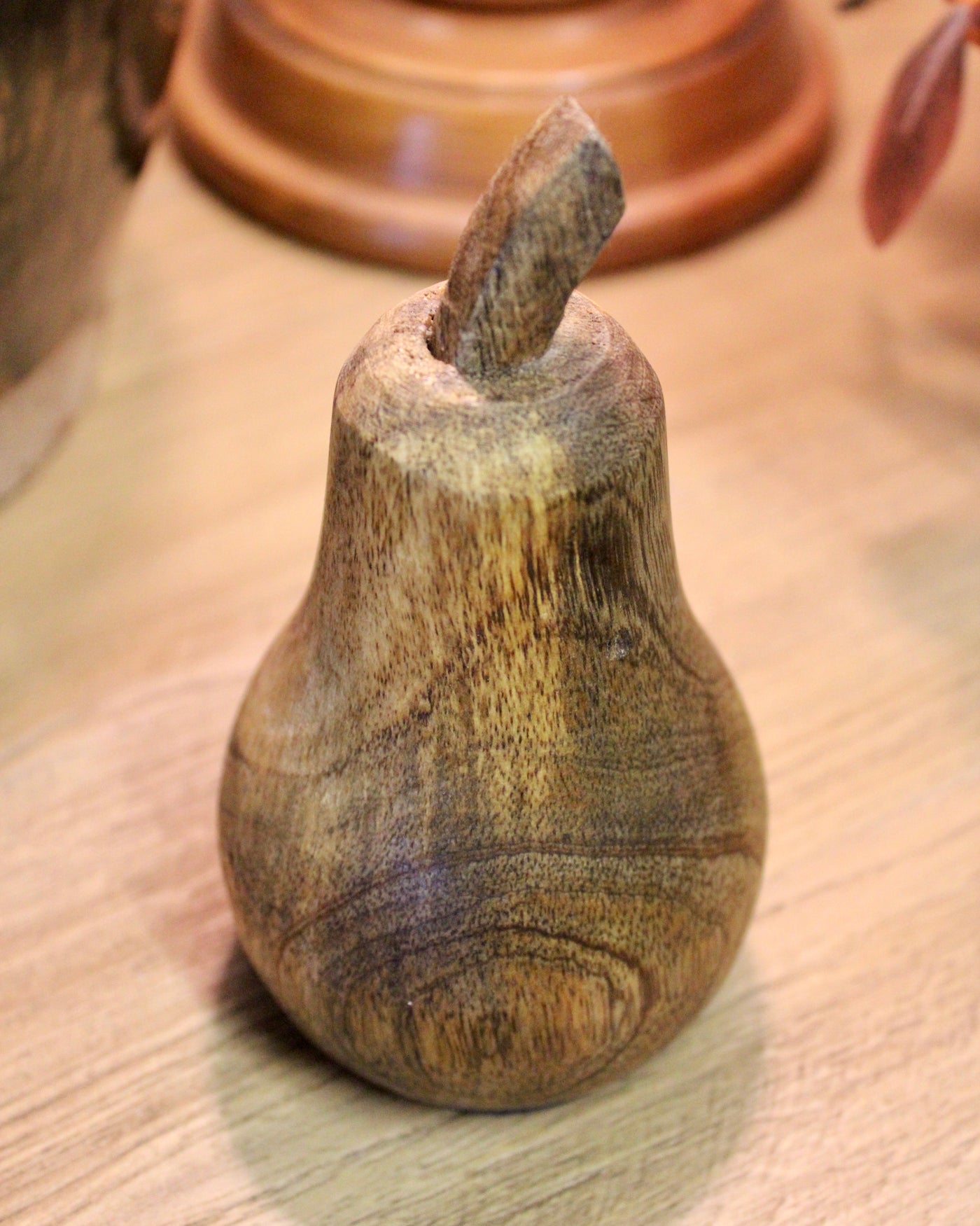 Carved Natural Mango Wood Pear