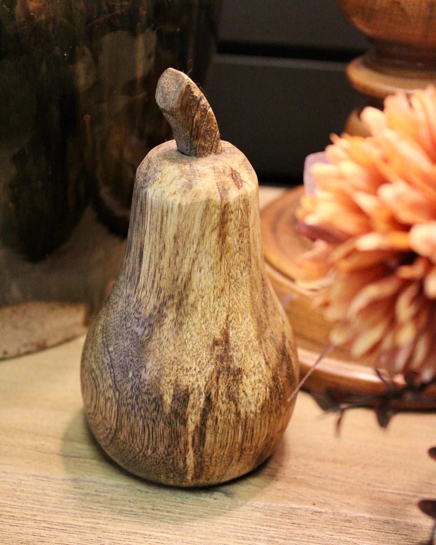 Carved Natural Mango Wood Pear