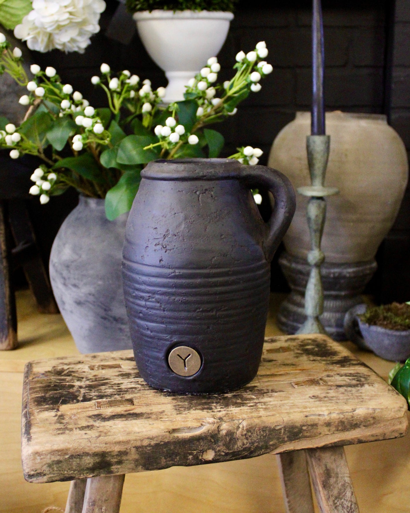 Black Pottery Jug