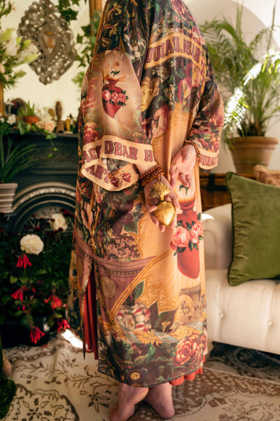 Courage Dear Heart Opera Duster Kimono Robe w/ Sacred Heart