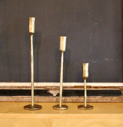 Luna Forged Candlestick Holders (Gold)