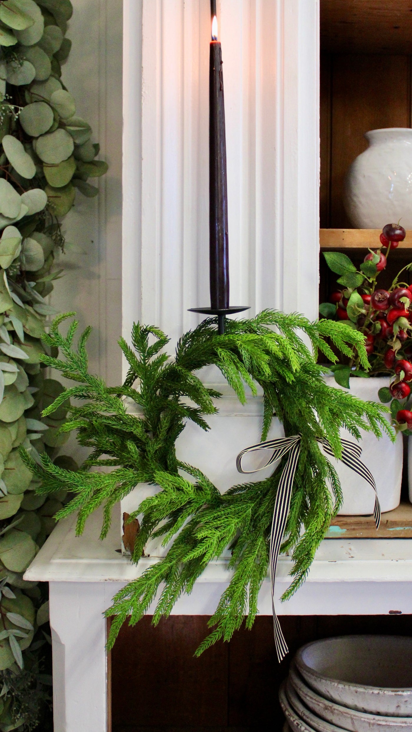 16” Real Touch Norfolk Pine Wreath