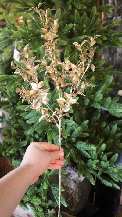 Gold Glittered Ruscus Spray
