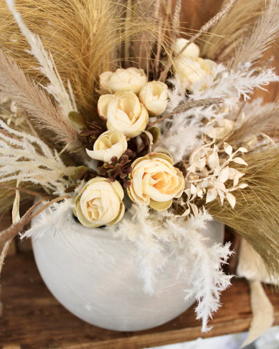 Cream Pampas & Ranunculus Arrangement