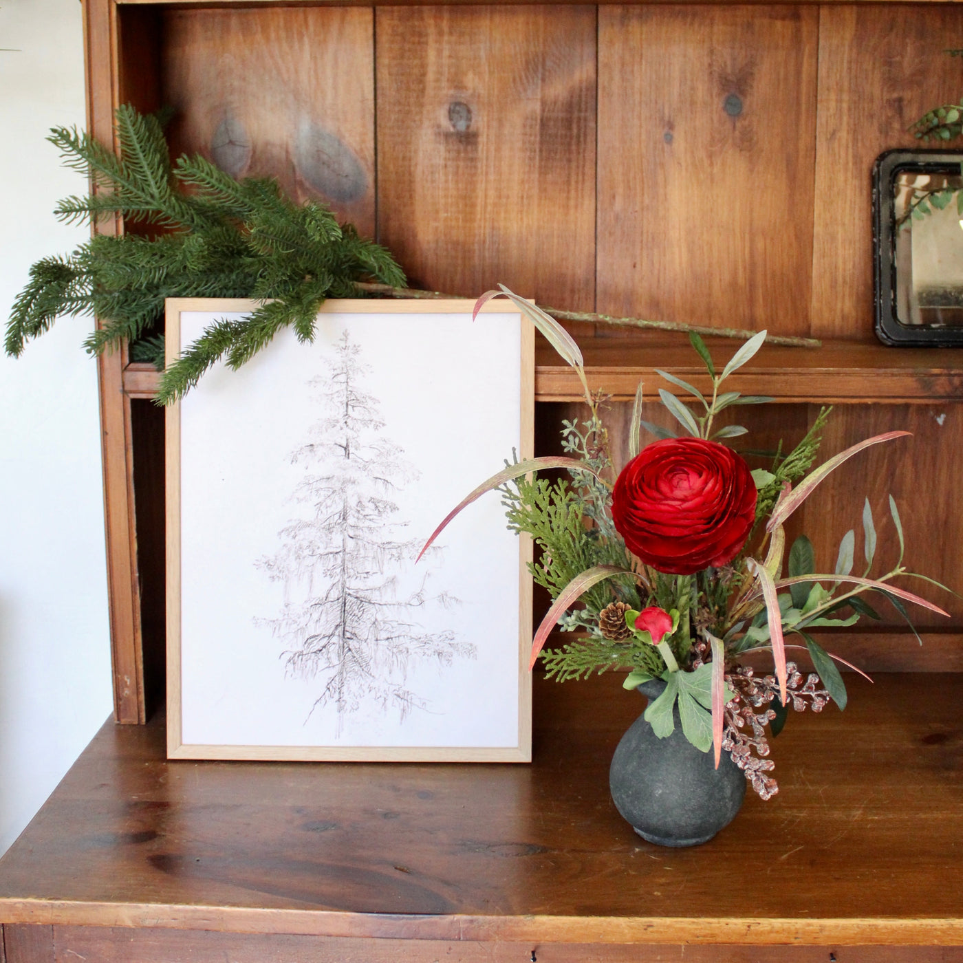 Ranunculus & Cedar “Drop-In” Bouquet