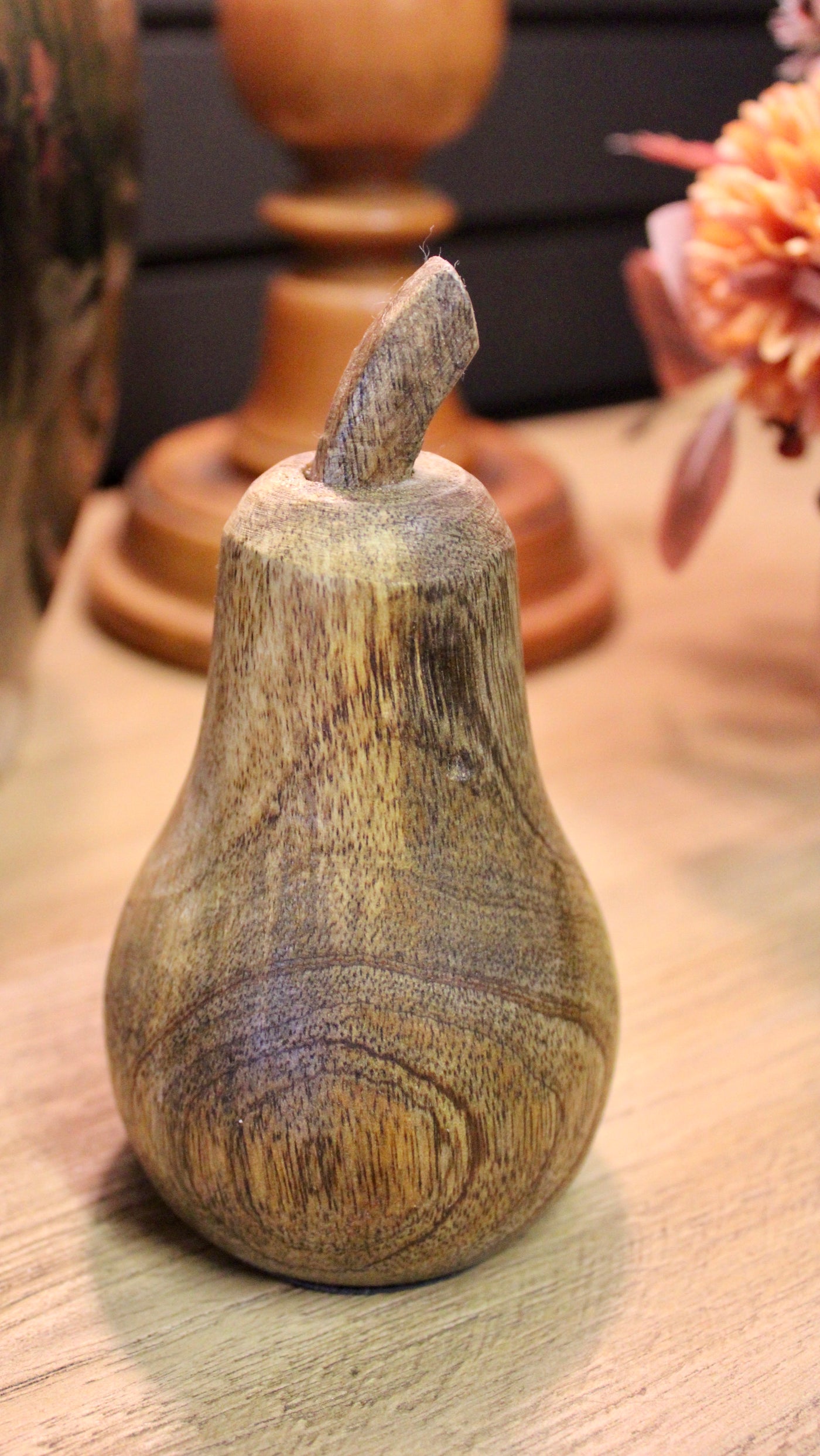 Carved Natural Mango Wood Pear