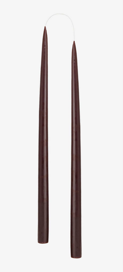 14” Danish Taper Candle - Dark Brown | Set of Two