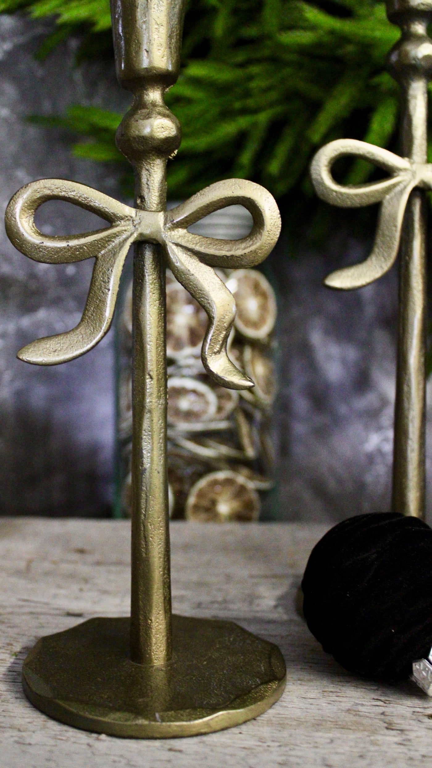 Brass Bow Candle Holders