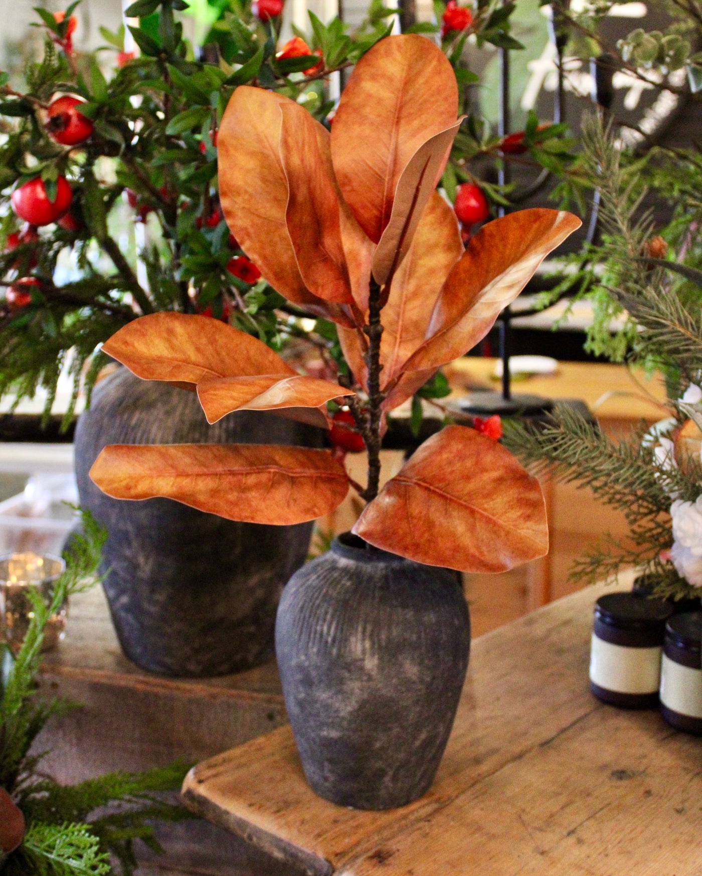 Large Brown Magnolia Spray