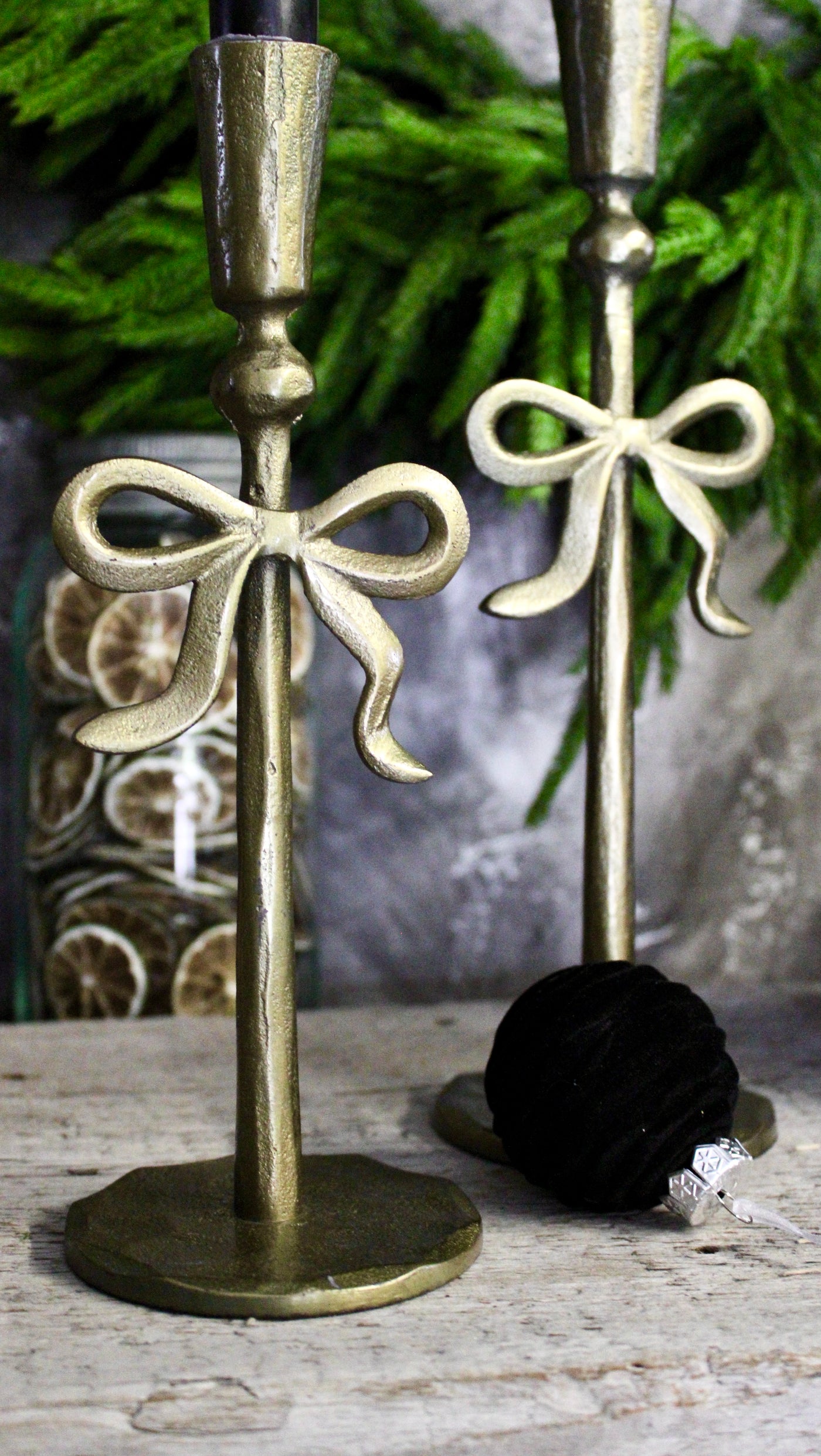 Brass Bow Candle Holders