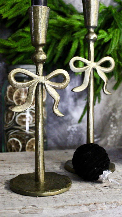Brass Bow Candle Holders